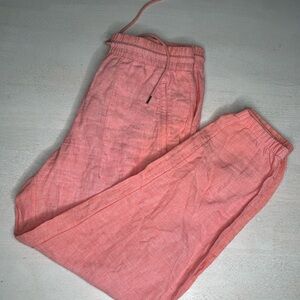 Athleta Retreat Linen Tapered Leg Jogger Pant Women’s Size 8 Sunset Glow - EUC